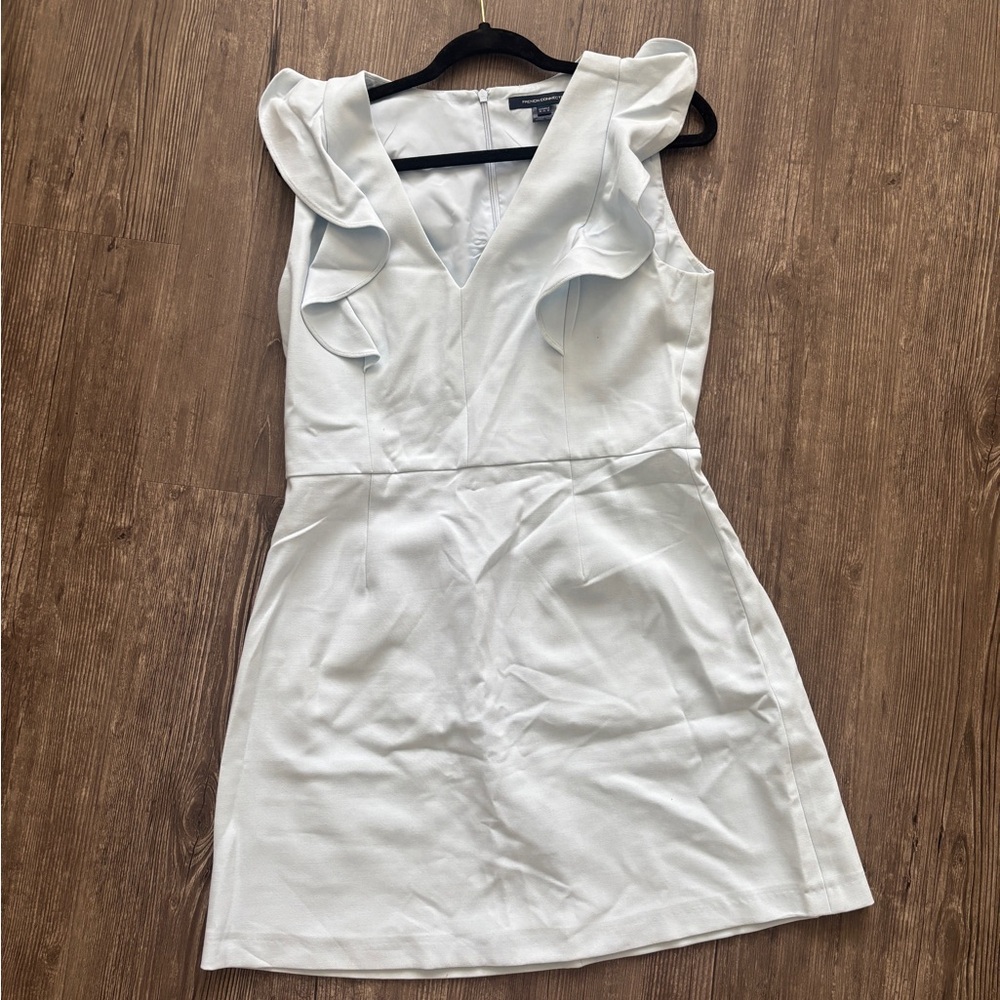 French Connection Light Blue Mini Dress with Ruffles